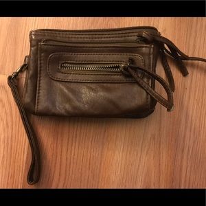 Brown faux leather wristlets (wrist purse)